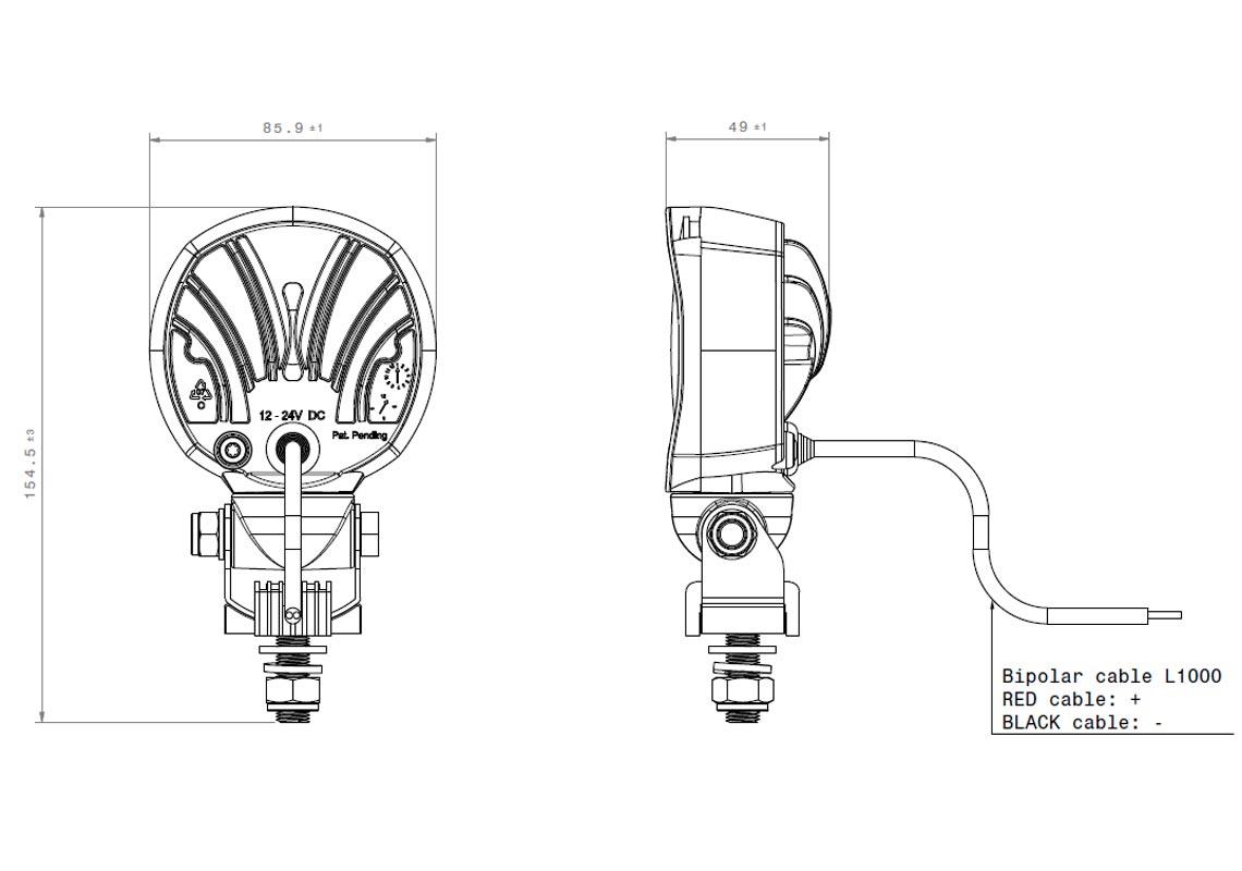 LED compact round work light wiring